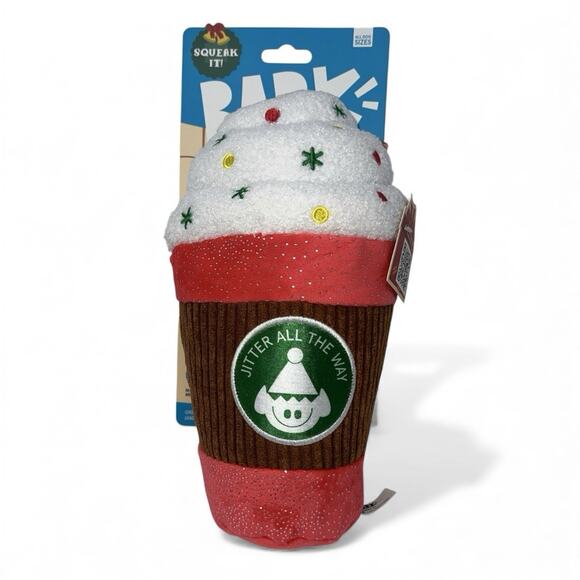 Bark NWT Holiday Santa’s Workchomp Jumbo Jingle Latte Dog Plush Toy Size Large - Picture 1 of 5